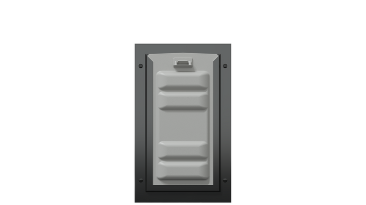 Locked front view of the black Endura Flap single cat door.