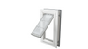 White Endura Flap single flap, open angle. Flexible pet flap.