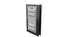 Locked black Endura Flap medium pet door, angled secure.