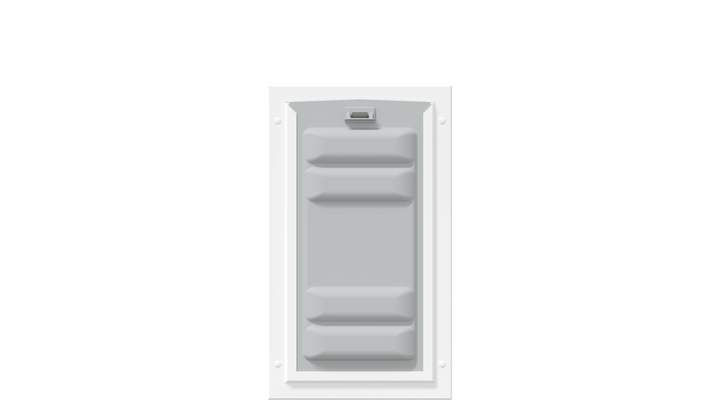 Locked front of the white Endura Flap medium single flap.