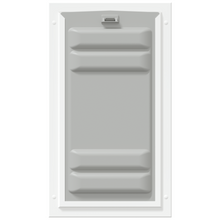 White Endura Flap door with lock, front view.
