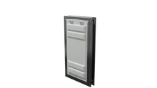 Locked black Endura Flap XL pet door, angled secure view.