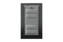 Front view of a black Endura Flap double flap wall mount pet door with the locking cover. This highlights the security of this wall mounted dog door.
