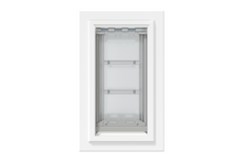 Front view of a white, double flap Endura Flap dog door for wall. Consider this endura flap double flap wall mount pet door for energy efficiency.