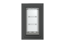 Front view of a black, single flap Endura Flap dog door for wall. This durable wall doggy door is a great option for your pet.