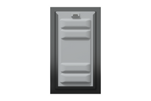 Front view of a black Endura Flap double flap wall mount pet door with the locking cover. This highlights the security of this wall mounted dog door.