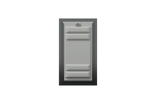 Front view of a black Endura Flap double flap wall mount pet door with the locking cover. This highlights the secure design of this wall mounted dog door.