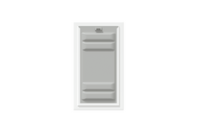 Front view of a white Endura Flap double flap wall mount pet door with the locking cover attached. This shows the added security of this wall dog door.