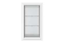 Front view of a white, double flap Endura Flap dog door for wall. Consider this large dog door for wall for energy efficiency.