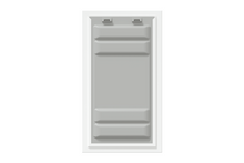 Front view of a white Endura Flap double flap wall mount pet door with the locking cover. This shows the added security of this wall dog door.