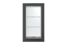 Front view of a black, single flap Endura Flap dog door for wall. This durable wall doggy door is a great option for pet owners.