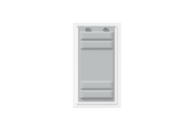 Front view of a white Endura Flap single flap wall mount pet door with the locking cover. This highlights the security of this endura flap.
