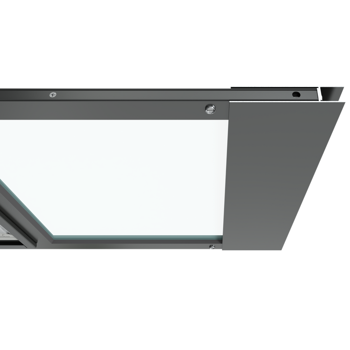 The top section of the black Thermo Sash 3e dog door window (for cats) is shown closed in a sash window