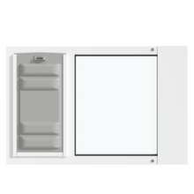 The white Thermo Sash 3e pet window door is shown from the front, featuring the Endura Flap pet door, designed to fit seamlessly into a sash window.