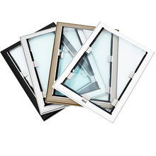 The image shows a stack of four window inserts with different colored frames.