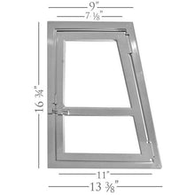 Diagram of a window frame with measurements indicated.