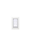 White pet door flap with white frame.