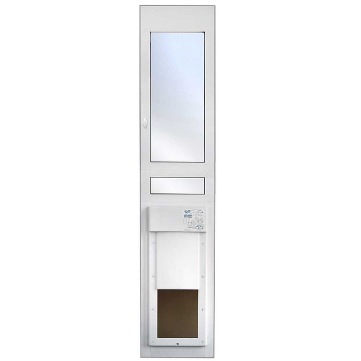 White door panel with window and electronic pet door_Color_White