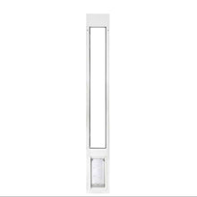 White patio door insert with a pet door.