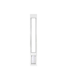 White pet door insert for a sliding glass door.