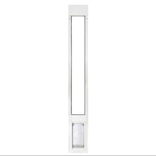 White sliding glass door pet door insert.