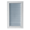 White-framed wall vent with horizontal metal slats._Color_White