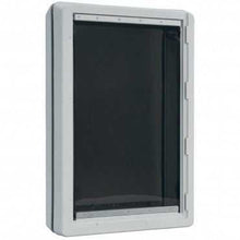 White-framed pet door with a dark, flexible flap_Color_White