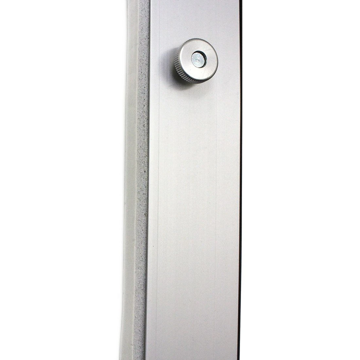 Close-up of an aluminum frame with an adjusting knob.