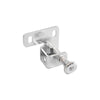A silver-colored metal bracket with a bolt.