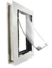 Angled view of a pet door with a partially open, clear flap_Color_White