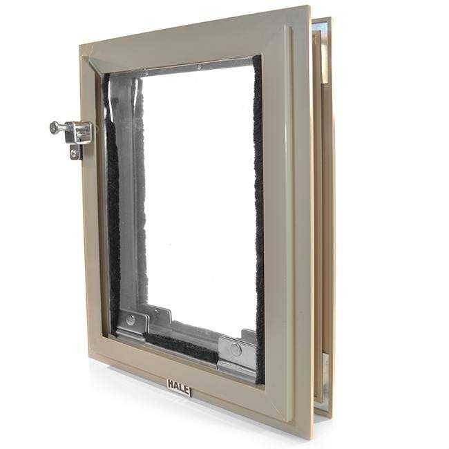 A Hale brand pet door is angled on a white background.