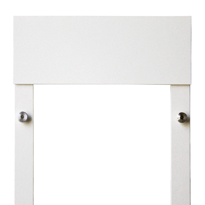 White Dragon Double Flap Pet Door for Windows from the side, with the locking cover in place.