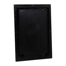 Black plastic pet door on a white background.