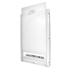 A white plastic pet door.