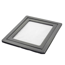 Gray plastic frame with a rectangular opening.