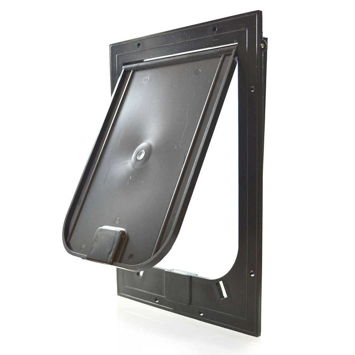 Black pet door with partially open flap_Color_Black