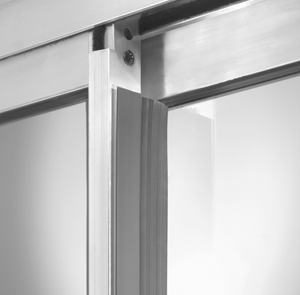 Close-up of a silver metal frame construction with a visible screw.