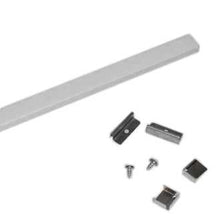 White plastic strip with metal mounting hardware on a white background.