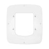 White, square device mount with rounded corners and a rectangular opening.