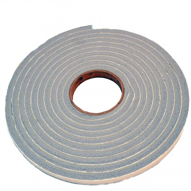A roll of gray and white foam sealing tape is displayed.