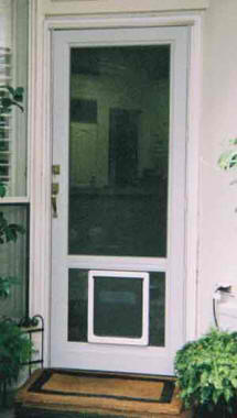 A Pet Door Installed in a Storm Door
