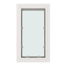 White-framed window with clear glass.