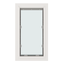 A white-framed window with clear glass.
