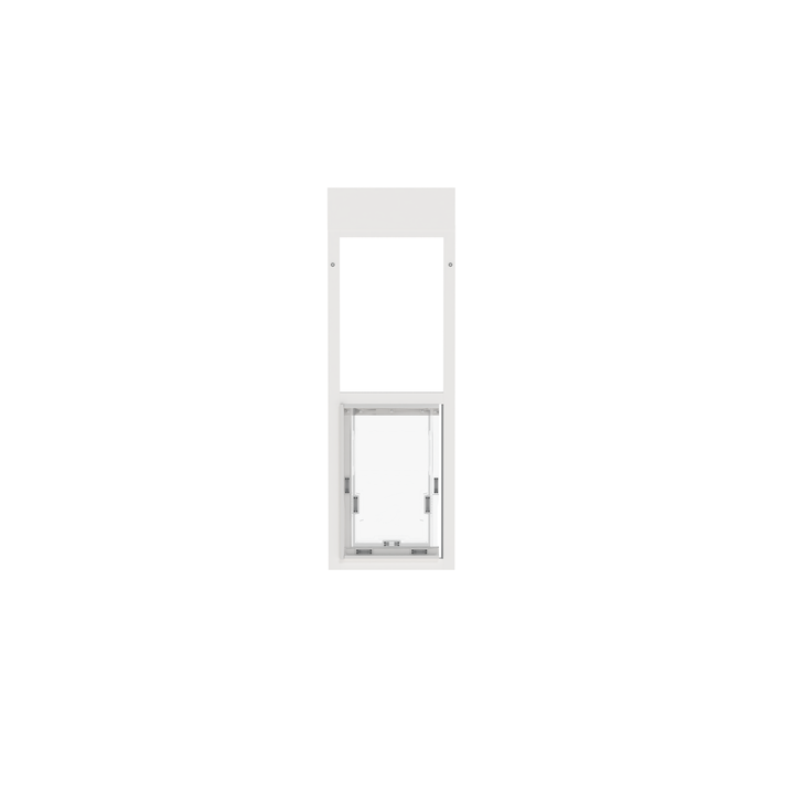  Dragon large single flap pet door for windows, white, front view without locking cover.