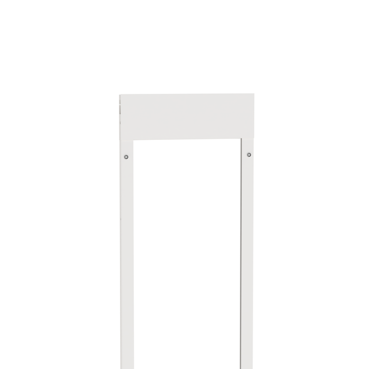  White Dragon single flap pet door for aluminum sliding glass doors, top view. Aluminum frame available in black or white to match your home's decor. 