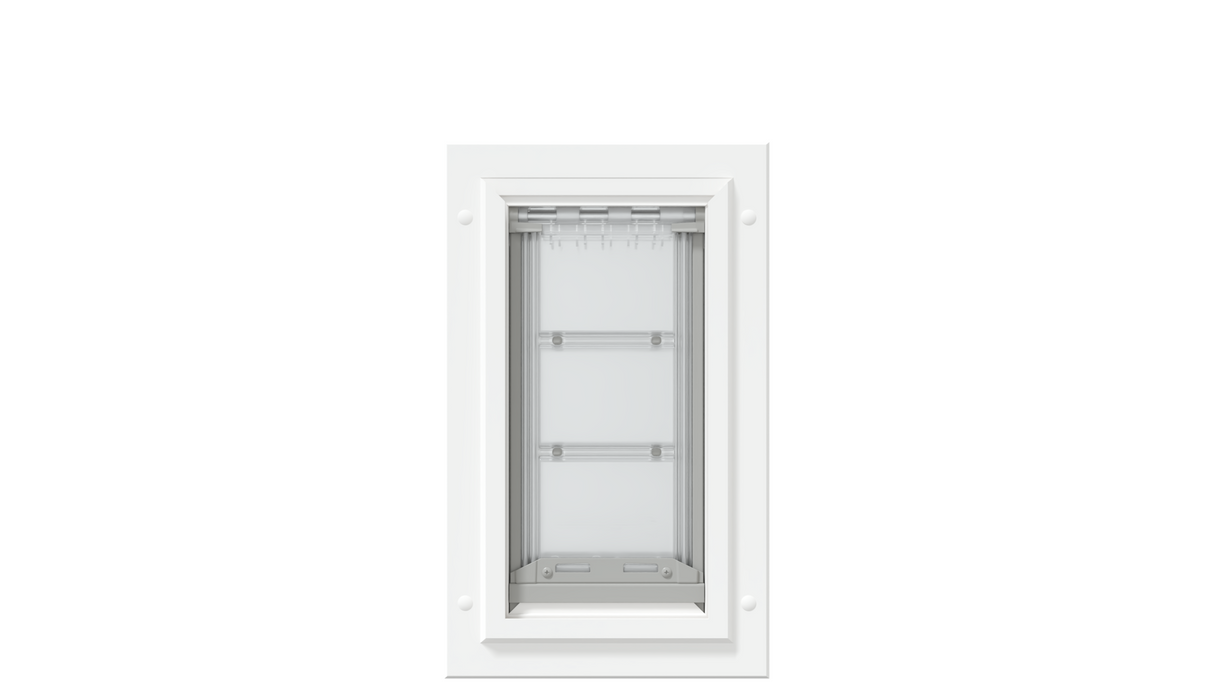 White Endura Flap door, front. High quality pet door.