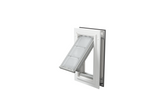 White Endura Flap door, open angle. Easy install pet door.