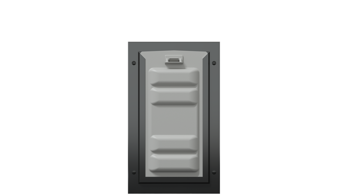 Locked front view of the black Endura Flap single cat door.