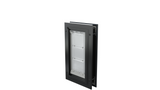 Closed, black Endura Flap single flap dog door, angled.