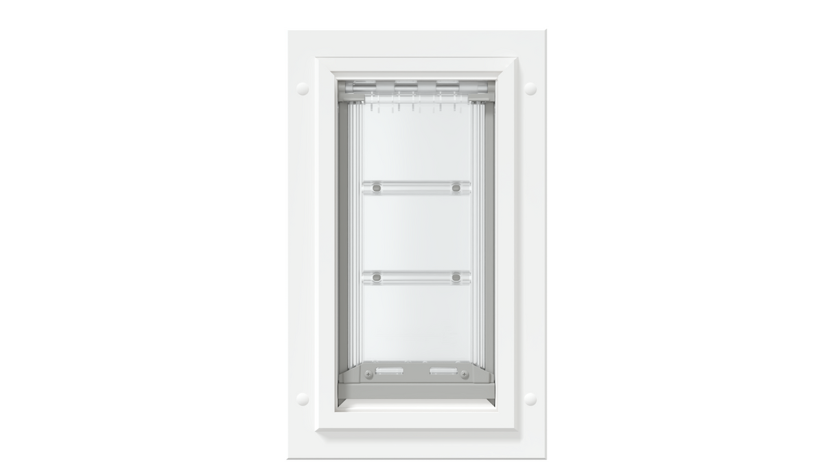 White Endura Flap single flap, front. Durable cat door.